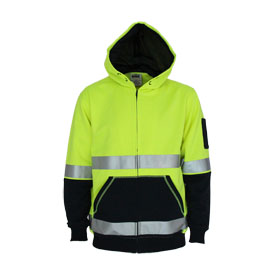 Hivis 2 tone full zip super fleecy hoodie with CSR R/tape